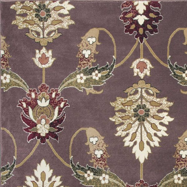 2'x3' Plum Machine Woven Floral Traditional Indoor Accent Rug - Image 3