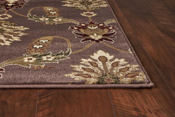 2'x3' Plum Machine Woven Floral Traditional Indoor Accent Rug - Image 4