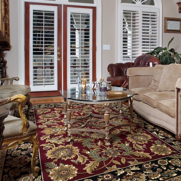 2'x3' Red Black Machine Woven Floral Traditional Indoor Accent Rug - Image 2