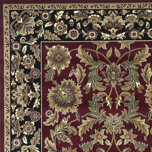 2'x3' Red Black Machine Woven Floral Traditional Indoor Accent Rug - Image 4