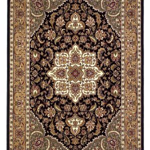 2'x3' Black Beige Machine Woven Floral Medallion Indoor Accent Rug