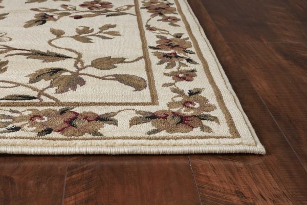 2'x3' Ivory Machine Woven Floral Vines Indoor Accent Rug - Image 2