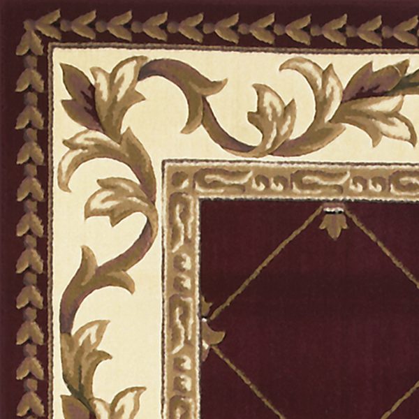 2'x3' Red Machine Woven Hand Carved Fleur De Lis Indoor Accent Rug - Image 2