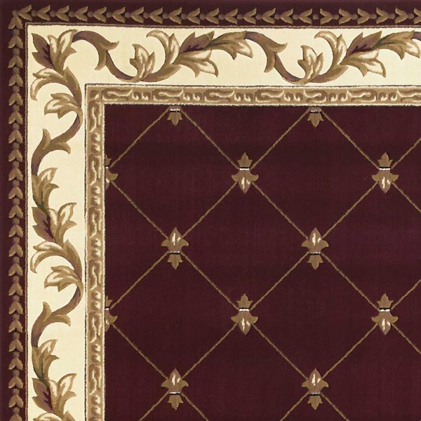 2'x3' Red Machine Woven Hand Carved Fleur De Lis Indoor Accent Rug - Image 3