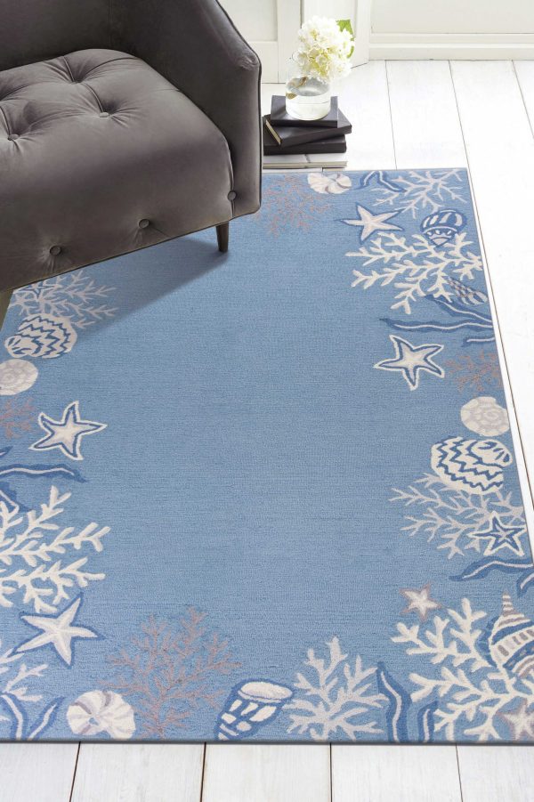 1' x 2' Polyester Sea Blue Area Rug - Image 4