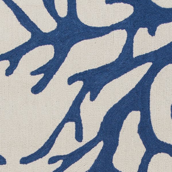 2'x3' Ivory Blue Hand Hooked Oversized Coral Reef Indoor Accent Rug - Image 2