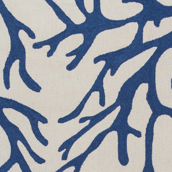2'x3' Ivory Blue Hand Hooked Oversized Coral Reef Indoor Accent Rug - Image 3