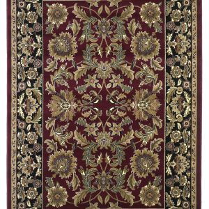 2'x3' Red Black Machine Woven Floral Traditional Indoor Accent Rug