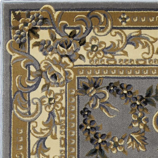 2'x3' Slate Blue Machine Woven Hand Carved Floral Medallion Indoor Accent Rug - Image 2