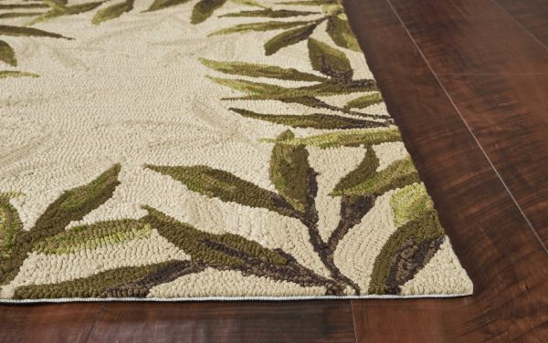2'x3' Sand Beige Hand Hooked UV Treated Bordered Coastal Sea Grass Indoor Outdoor Accent Rug - Image 4