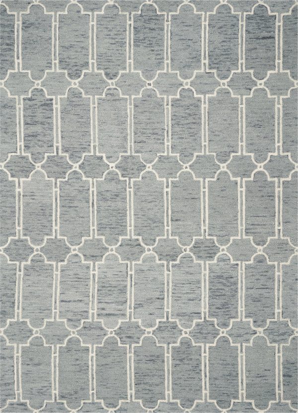 2'x4' Slate Blue Hand Tufted Geometric Indoor Accent Rug