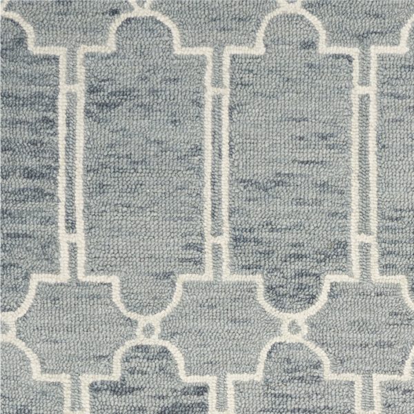 2'x4' Slate Blue Hand Tufted Geometric Indoor Accent Rug - Image 2