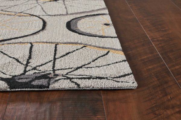 2'x4' Grey Hand Hooked Wheels Indoor Accent Rug - Image 5