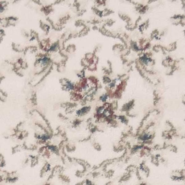 8' Ivory Bordered Floral Indoor Runner Rug - Image 3
