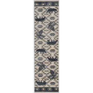 2' x 7' Ivory or Blue Polypropylene Runner Rug