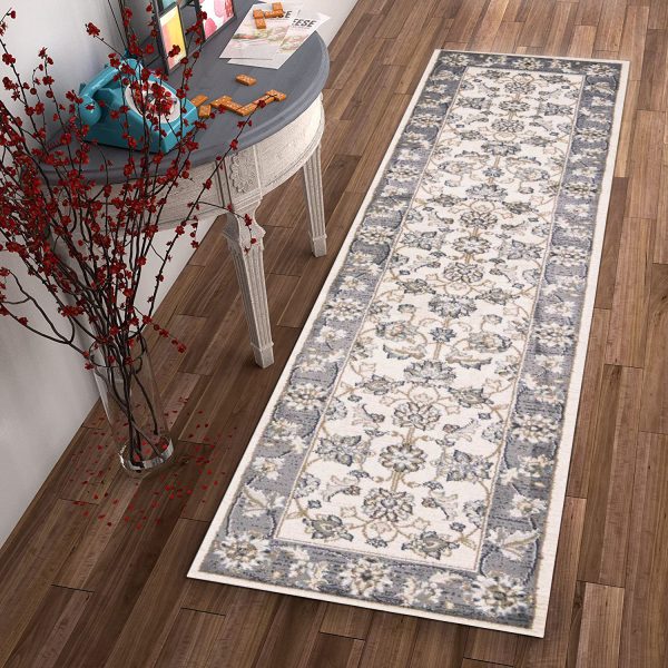 8' Ivory or Grey Polypropylene Runner Rug - Image 4