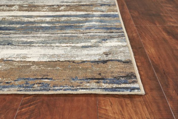 2' x 3' Viscose Ivory or Blue Accent Rug - Image 4
