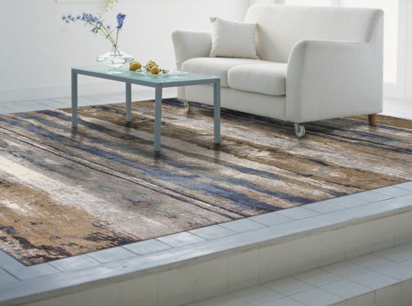 2' x 3' Viscose Ivory or Blue Accent Rug - Image 5