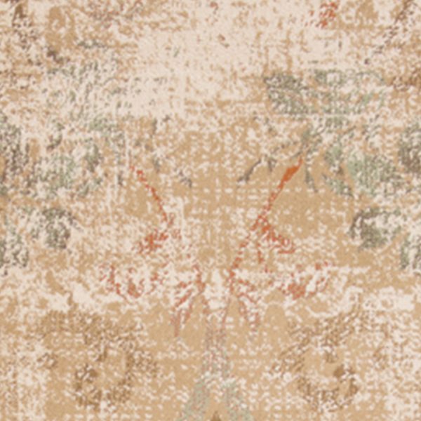 7' Champagne Beige Machine Woven Damask Indoor Runner Rug - Image 2