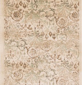 7' Ivory Machine Woven Floral Traditional Indoor Runner Rug
