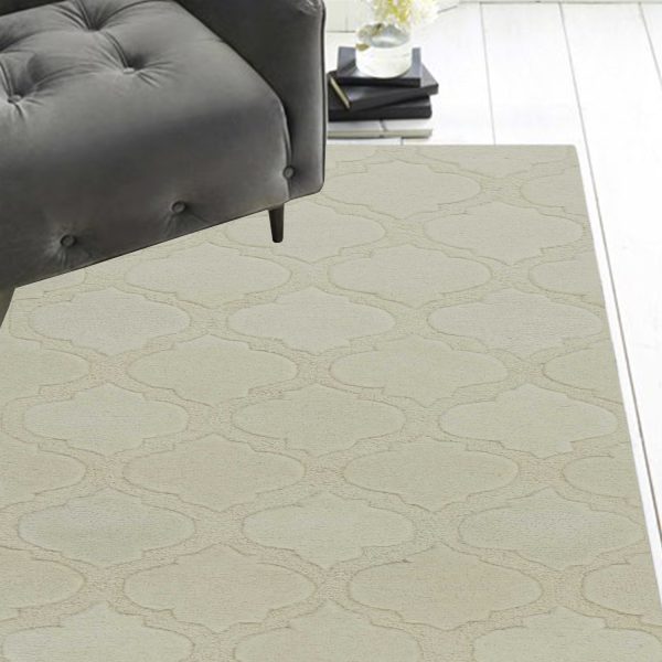 2'x4' Grey Hand Tufted Geometric Indoor Accent Rug - Image 4