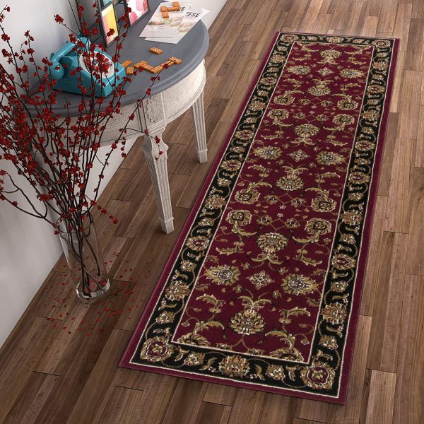 2' x 8' Red or Black Classic Bordered Rug - Image 4