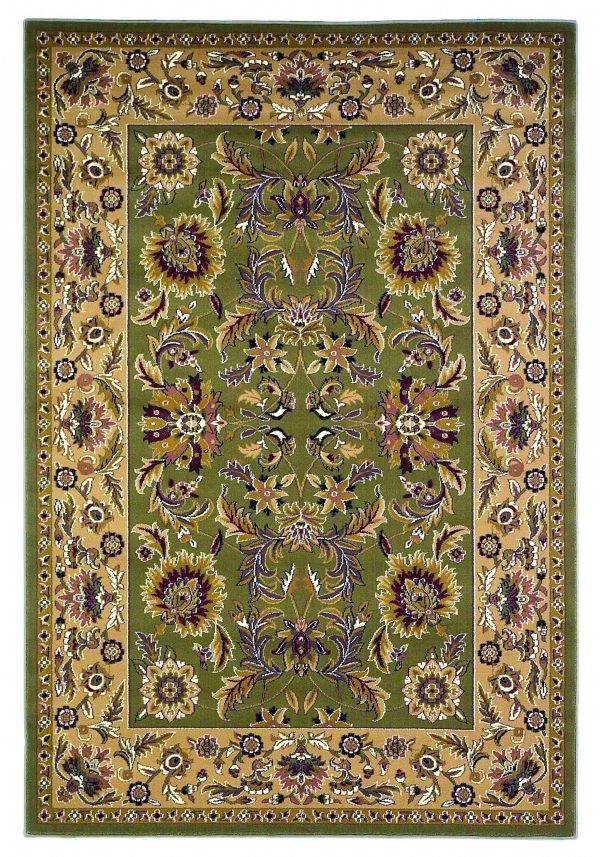 3'x5' Green Taupe Machine Woven Floral Traditional Indoor Area Rug