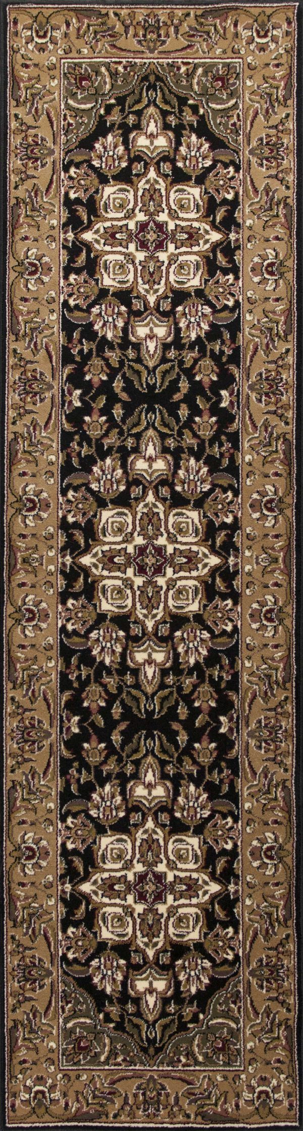2' x 8' Black or Beige Medallion Runner Rug - Image 5