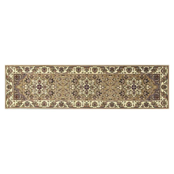 3'x5' Beige Ivory Machine Woven Floral Medallion Indoor Area Rug - Image 3