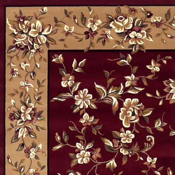 2' x 8' Red or Beige Floral Runner Rug - Image 3