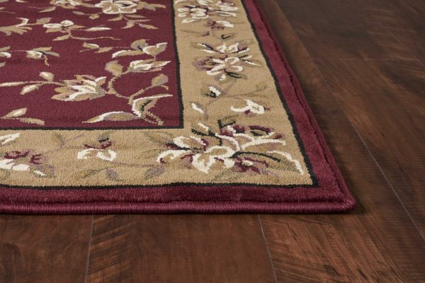 3'x5' Red Beige Machine Woven Floral Traditional Indoor Area Rug - Image 4