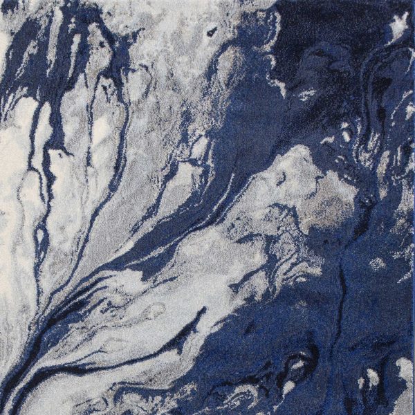 3'x5' Blue Machine Woven Abstract Watercolor Indoor Area Rug - Image 3