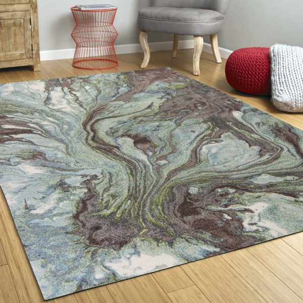 3'x5' Seafoam Blue Machine Woven Abstract Watercolor Indoor Area Rug - Image 5