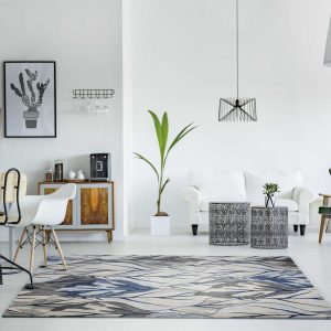 3' x 5' Grey or Navy Leaves Area Rug