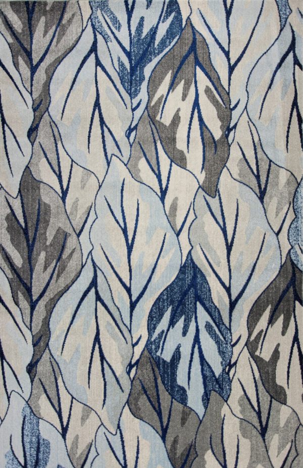 3' x 5' Grey or Navy Leaves Area Rug - Image 2