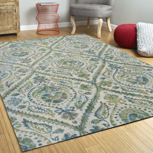 3' x 5' Ivory or Teal Parisian Polypropylene Area Rug - Image 5