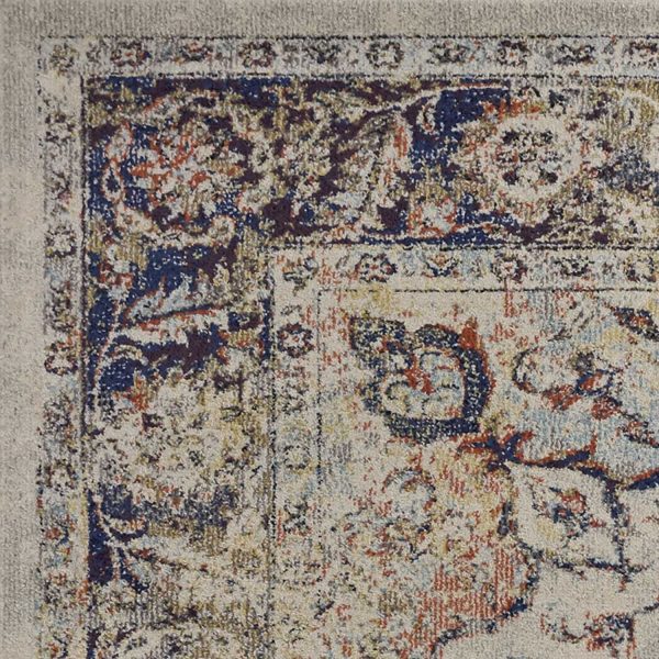 3'x5' Ivory Machine Woven Floral Traditional Indoor Area Rug - Image 2
