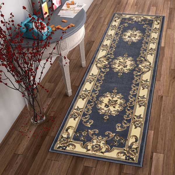 2' x 8' Blue Medallion Runner Rug - Image 4