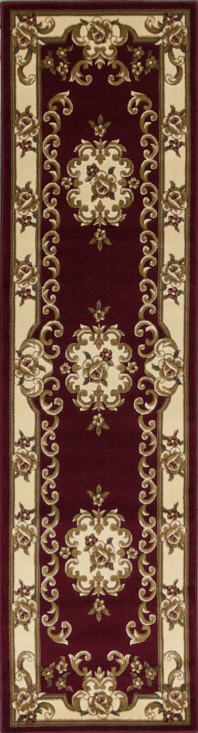 2' x 8' Red or Ivory Medallion Runner Rug