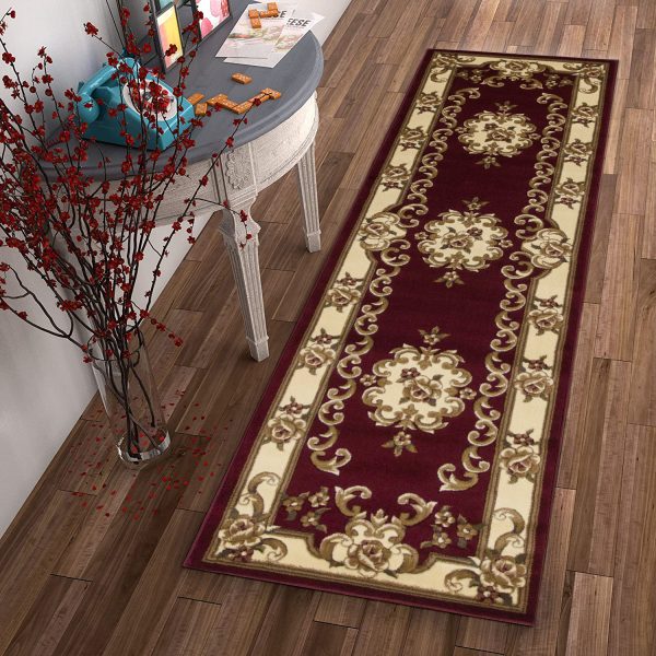 2' x 8' Red or Ivory Medallion Runner Rug - Image 4