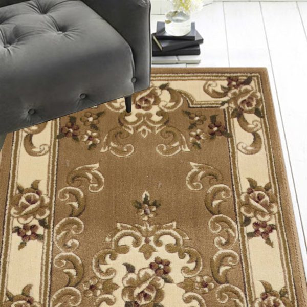 2' x 8' Beige or Ivory Medallion Runner Rug - Image 4