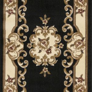 2' x 8' Black or Ivory Medallion Runner Rug