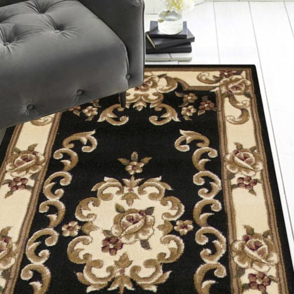 2' x 8' Black or Ivory Medallion Runner Rug - Image 4