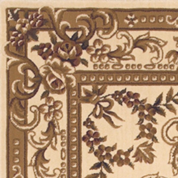 3'x5' Ivory Machine Woven Hand Carved Floral Medallion Indoor Area Rug - Image 2