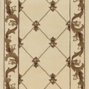 2' x 8' Ivory Fleur de Lis Runner Rug