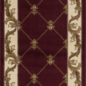 2' x 8' Red Fleur de Lis Runner Rug