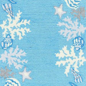2' x 7' Sea Blue Costal Runner Rug
