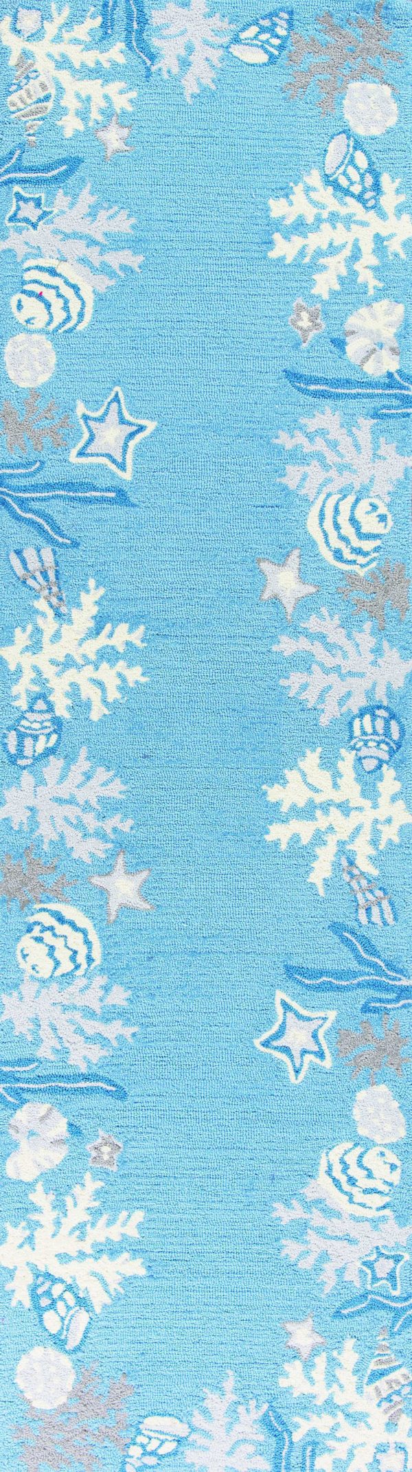2' x 7' Sea Blue Costal Runner Rug