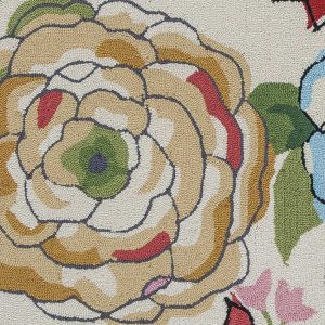 2' x 7' Sand Floral Runner Rug