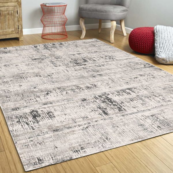 3'x5' Ivory Silver Machine Woven Abstract Scratch Indoor Area Rug - Image 5